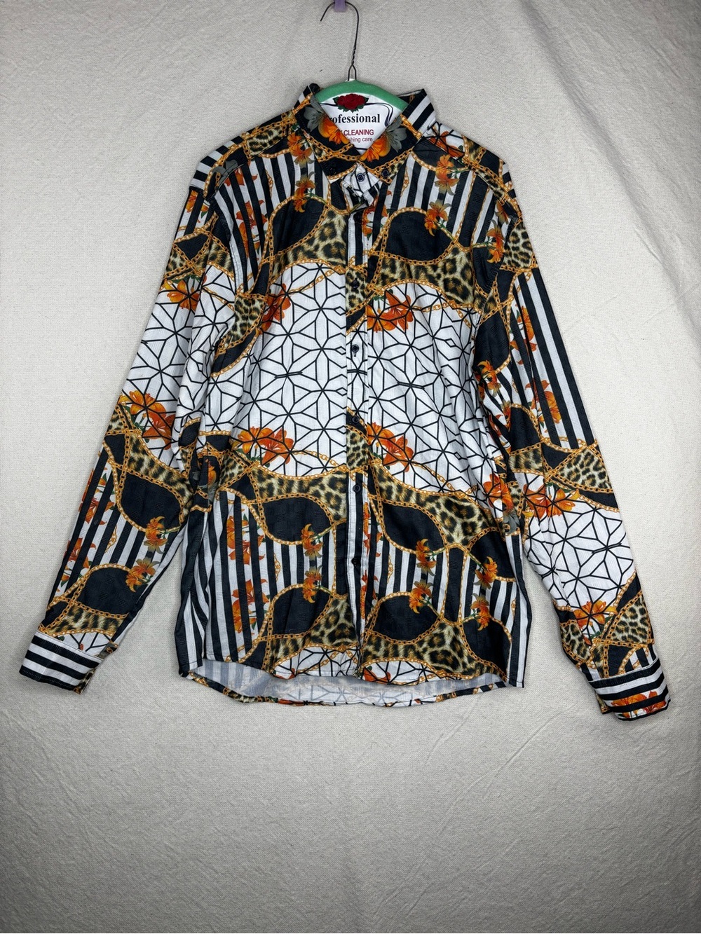 Black panther mens 2XL button up shirt long sleeve